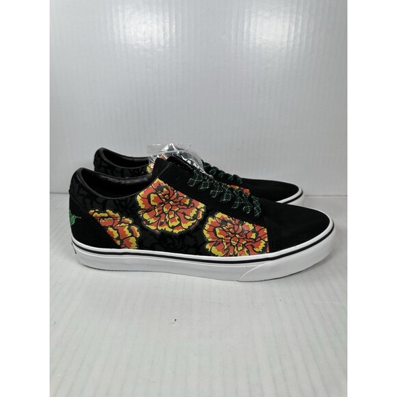 Size 11 Vans Old Skool Dia De Los Muertos Black & Yellow Low Top Skate Shoes NEW main image 8